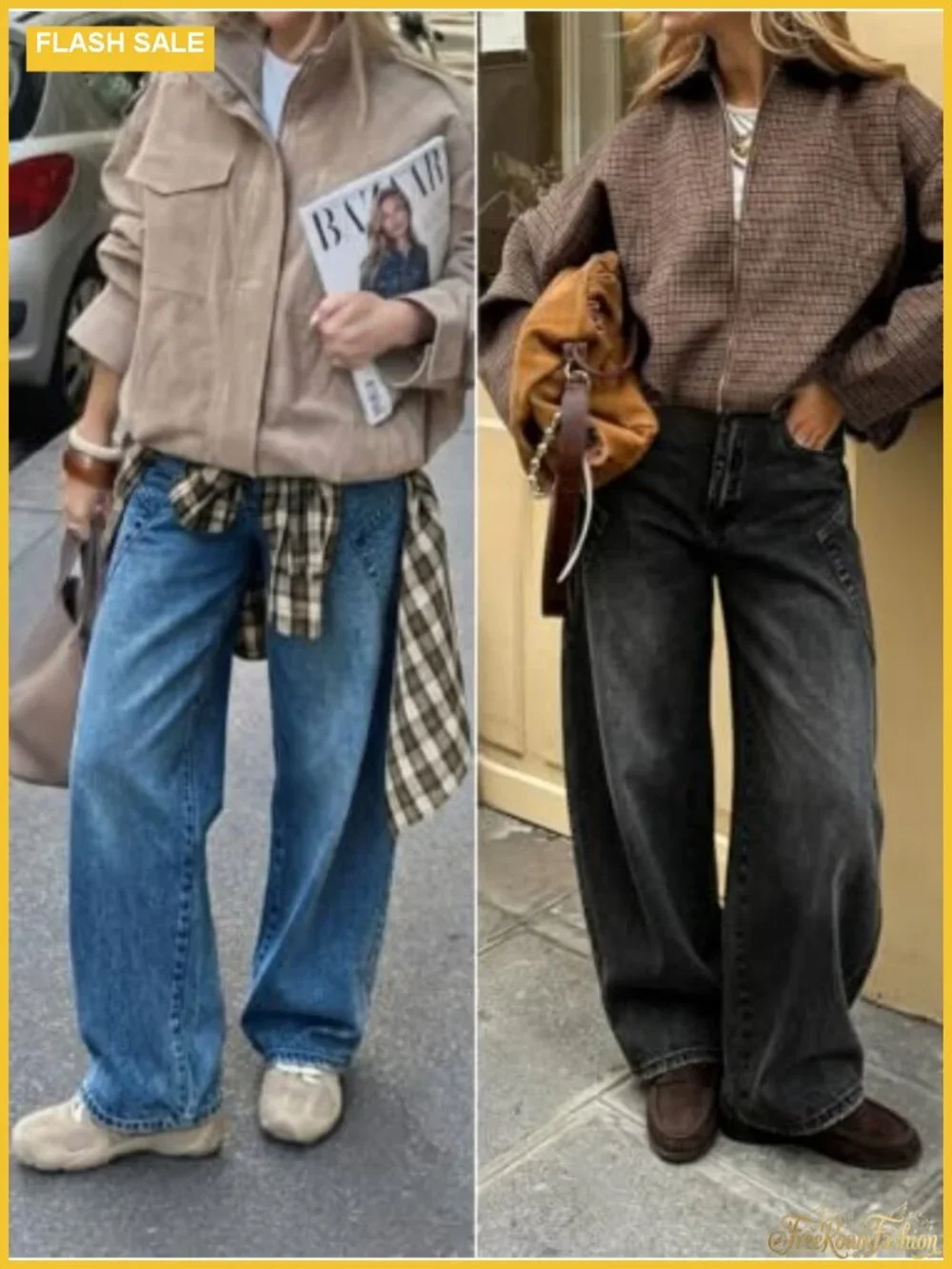 Baggy Barrel Jeans High Waisted Wide Leg Raw Hem Y2K Denim Pants